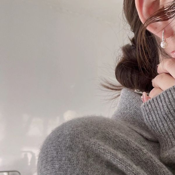 925純銀 天然珍珠簡約造型耳扣 