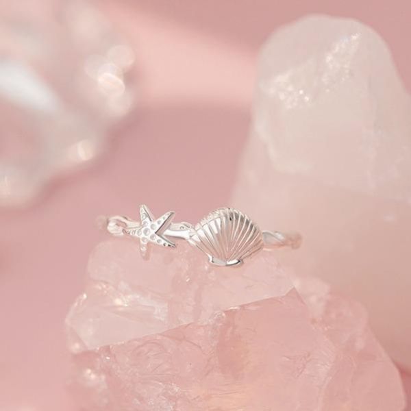 999足銀 海星貝殼鏤刻戒指 
