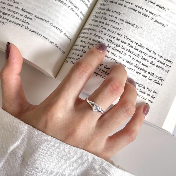 925純銀 愛心切割鋯石戒指 