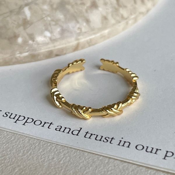 925純銀 纏繞線條開口戒指 