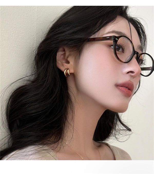 925銀針 雙層方圓線條耳扣 