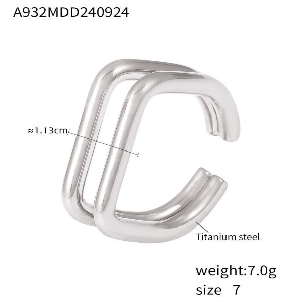 鈦鋼 個性雙層鏤空U型戒指 