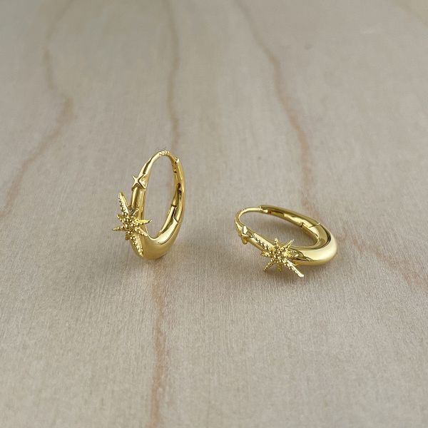 925銀針 簡約八芒星設計百搭耳扣 