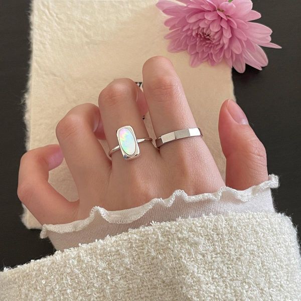 925純銀 經典長型貝殼戒指 