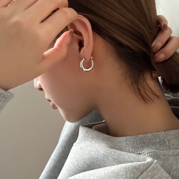 925銀針 經典小胖圈耳扣 