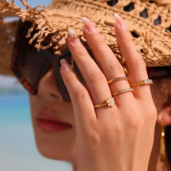 （多款可選）醫療鋼鍍18K金 鋯石戒指系列 