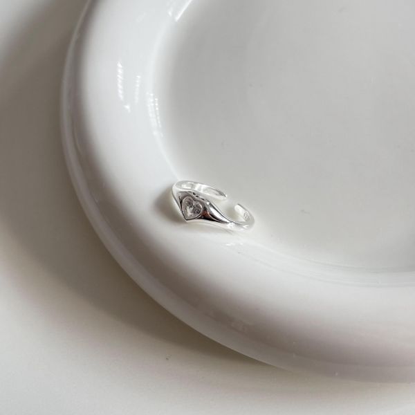 925純銀 愛心切割鋯石戒指 