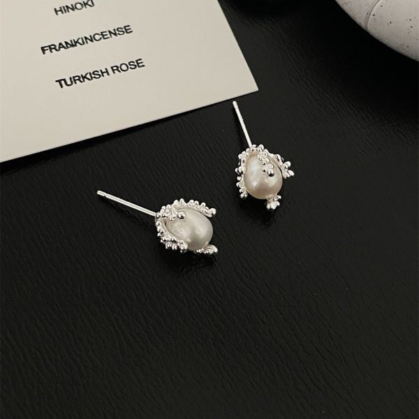 925銀針 法式巴洛克珍珠耳釘 