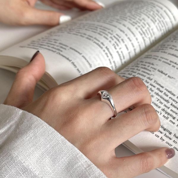 925純銀 愛心切割鋯石戒指 