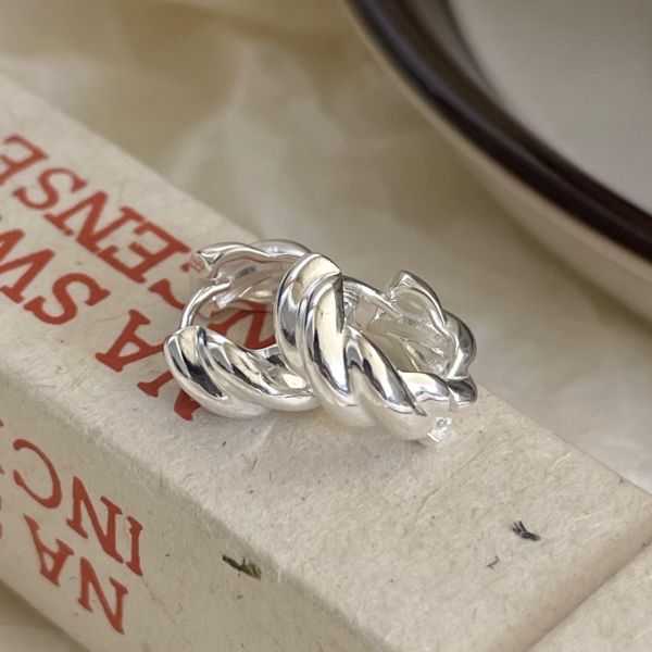 925純銀 麻花扭結耳扣 