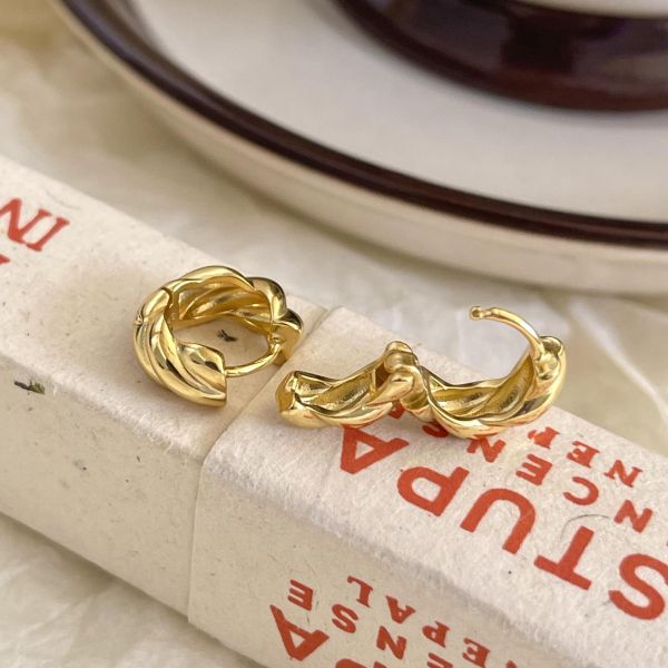 925純銀 麻花扭結耳扣 