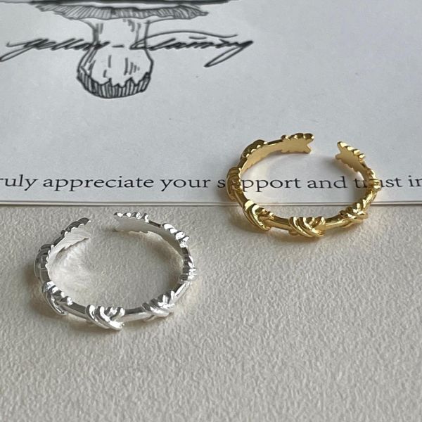 925純銀 纏繞線條開口戒指 