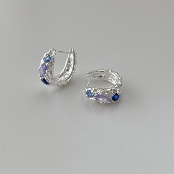 925銀針 清冷彩色鋯石耳扣 