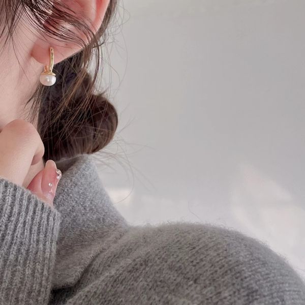 925純銀 天然珍珠簡約造型耳扣 