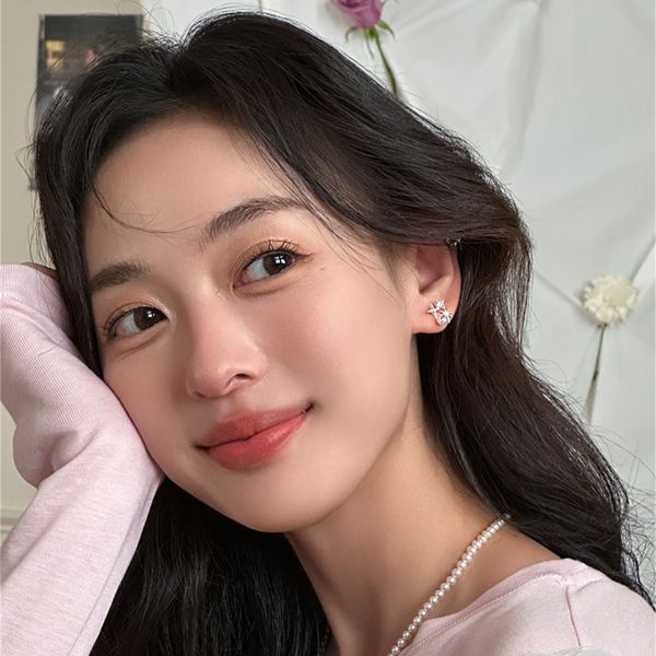 925銀針 鋯石八芒星珍珠耳環 