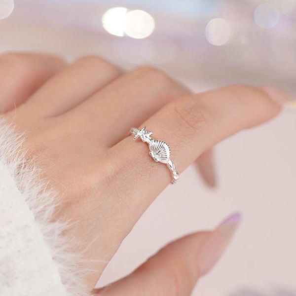 999足銀 海星貝殼鏤刻戒指 
