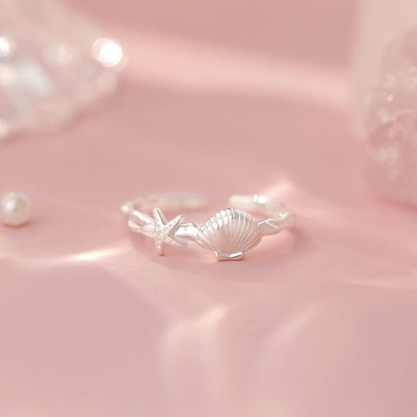 999足銀 海星貝殼鏤刻戒指 