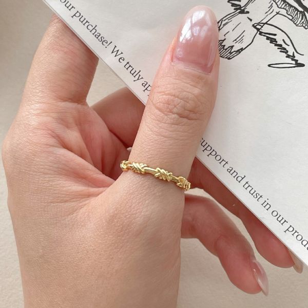 925純銀 纏繞線條開口戒指 