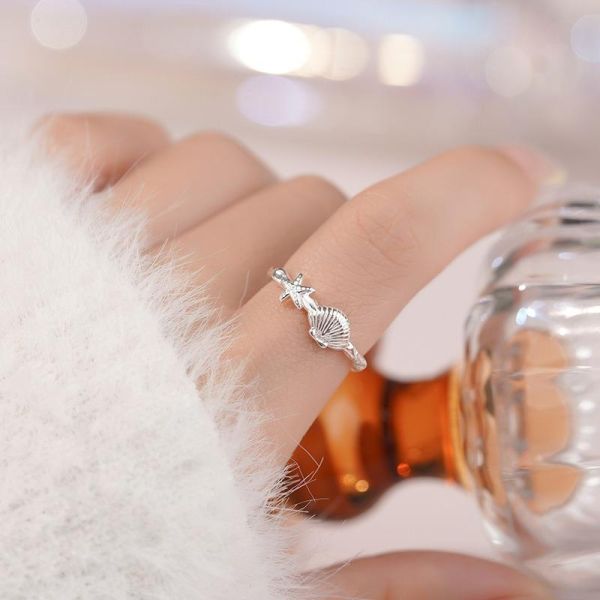 999足銀 海星貝殼鏤刻戒指 