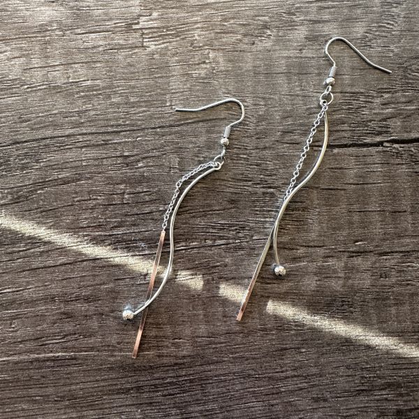 925銀針 優雅極細線形流蘇耳環 