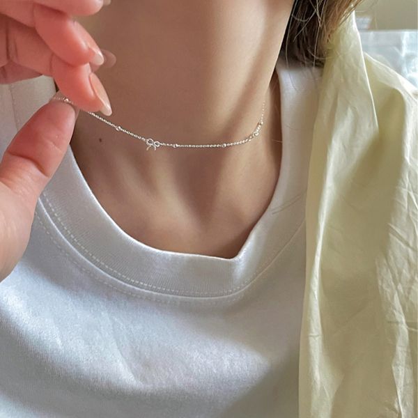 925純銀 百搭小緞帶細款鎖骨鍊 