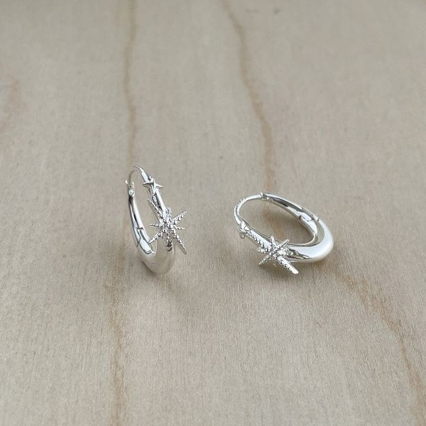 925銀針 簡約八芒星設計百搭耳扣 