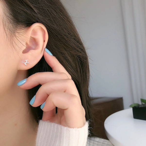 925純銀 立體氣球狗造型耳環 