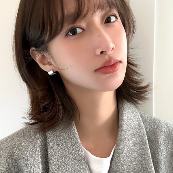 925銀針 極簡冷淡弧面拉絲耳環 