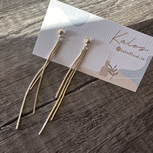 925銀針 極簡金色流蘇耳環 