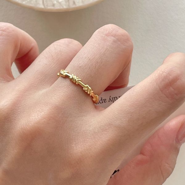 925純銀 纏繞線條開口戒指 