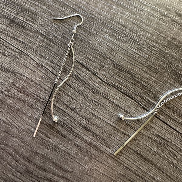 925銀針 優雅極細線形流蘇耳環 