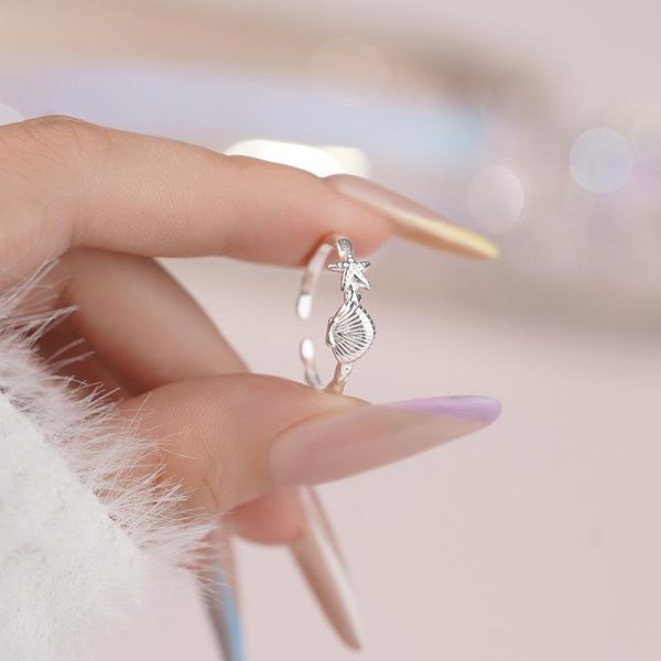 999足銀 海星貝殼鏤刻戒指 