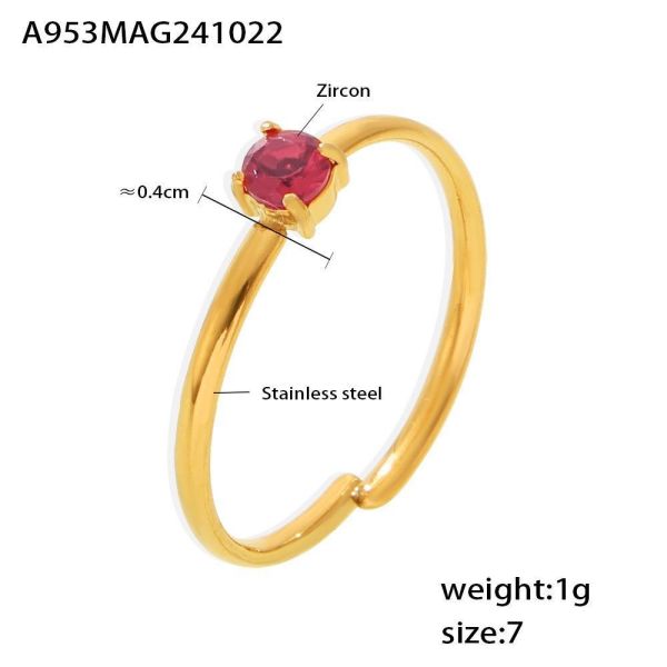 鈦鋼 金色經典單爪鋯石戒指（多款可選） 