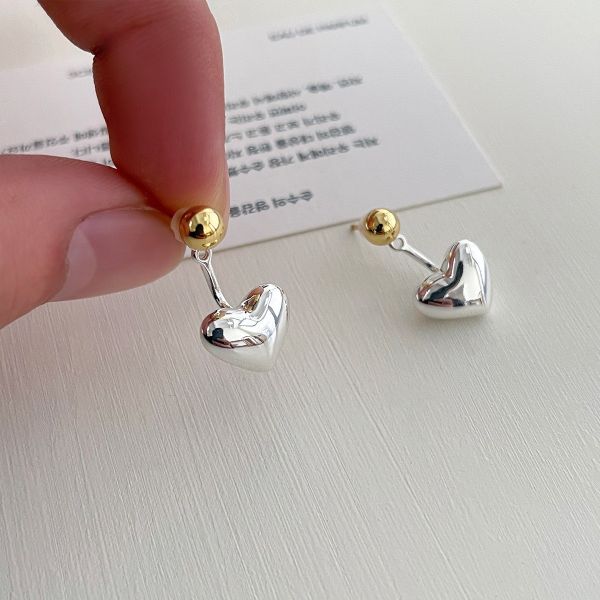 925銀針 後掛式簡約愛心耳環 