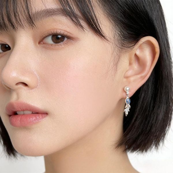 925銀針 微鑲藍鋯金魚耳環 