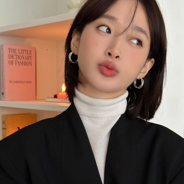 925銀針 雙層不規則素圈耳扣 