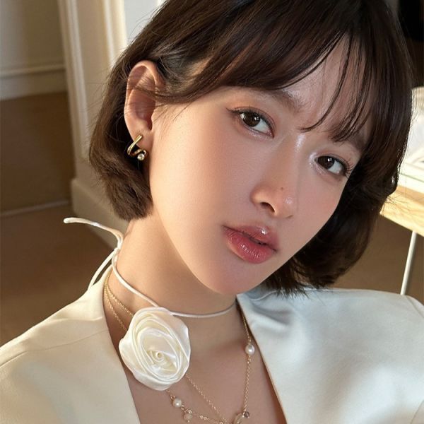 925銀針 圓鑽粗曲線個性耳環 