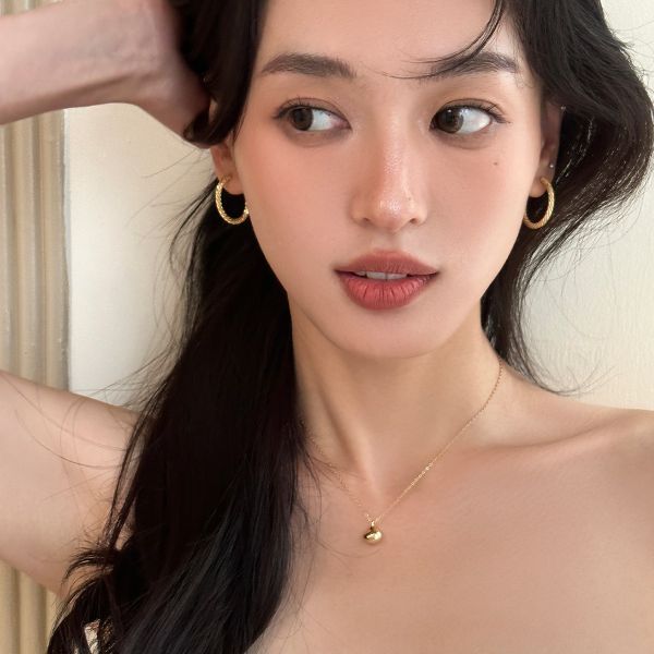 925銀針 橢圓C字碎銀耳環 