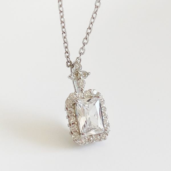 925純銀 歐美微鑲方鋯吊墜項鍊 