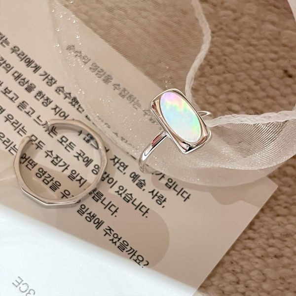 925純銀 經典長型貝殼戒指 