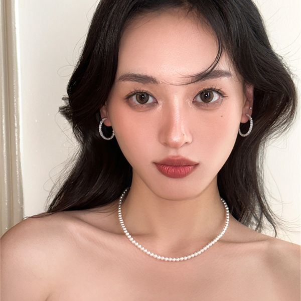 925銀針 橢圓C字碎銀耳環 