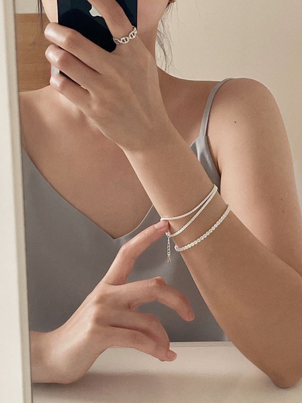 925純銀 滿版鋯鑽手鍊（多尺寸） 