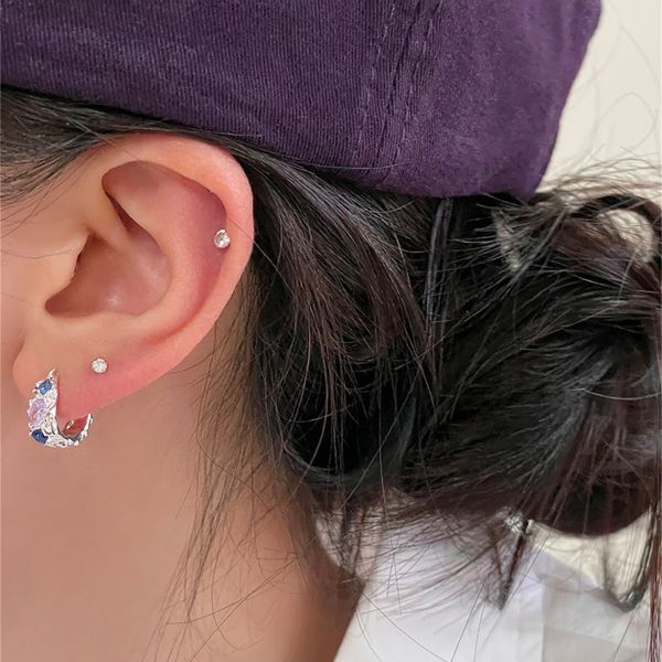 925銀針 清冷彩色鋯石耳扣 