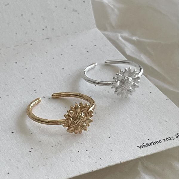 925純銀 立體鏤刻太陽花戒指 