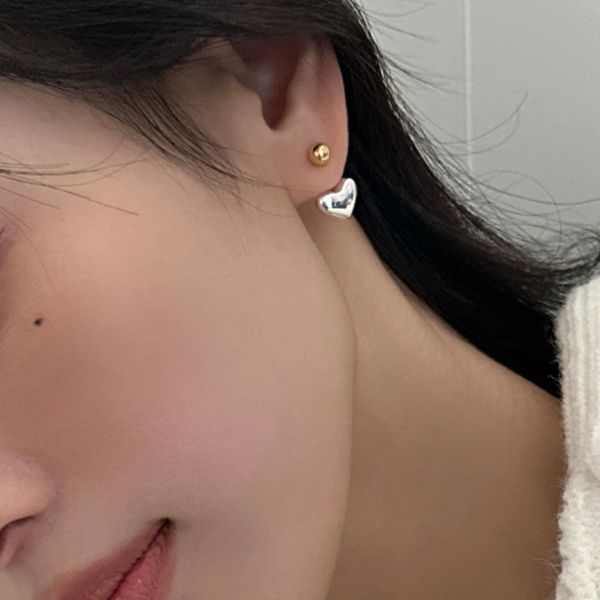 925銀針 後掛式簡約愛心耳環 