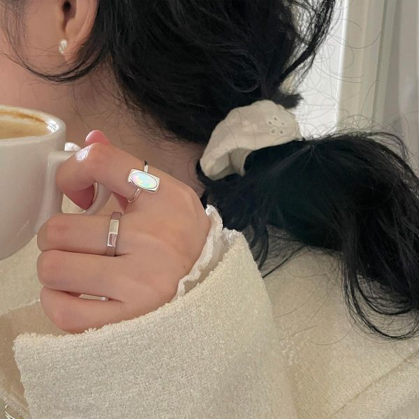 925純銀 經典長型貝殼戒指 