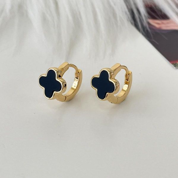 銅鍍14K金 經典四葉草造型耳扣 