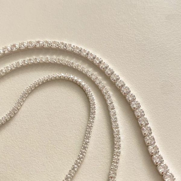 925純銀 滿版鋯鑽手鍊（多尺寸） 