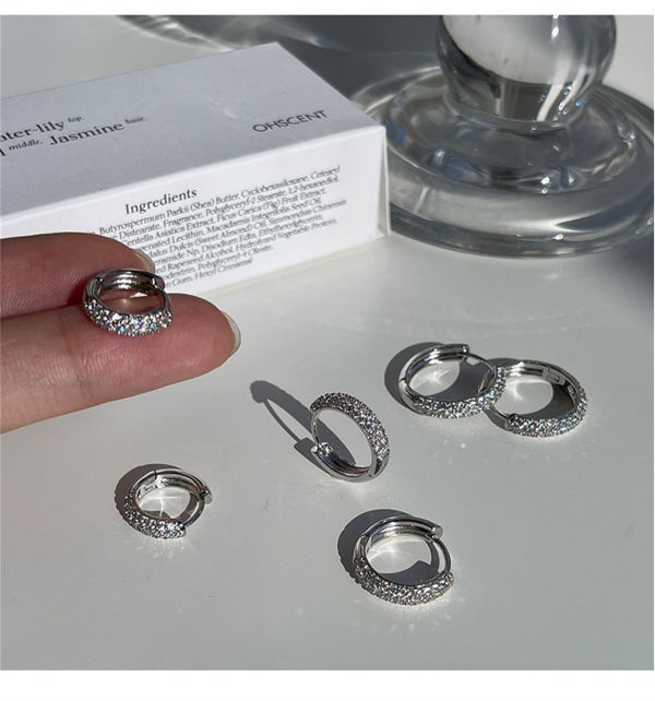 925銀針 半圈滿鑽鋯石耳扣 