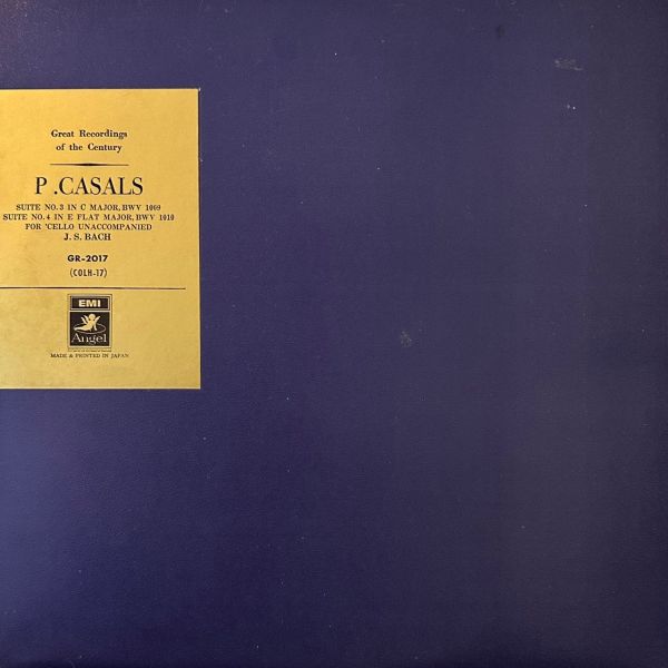 巴哈無伴奏大提琴第三號第四號BWV1009 BWV1010 - 卡薩爾斯 二手老膠1LP 
